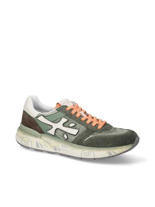 BASKETS MICK TOILE SUEDE KAKI DELAVE LOGO BLANC LACETS ORANGE 7244 boutique Strasbourg shoes prof2