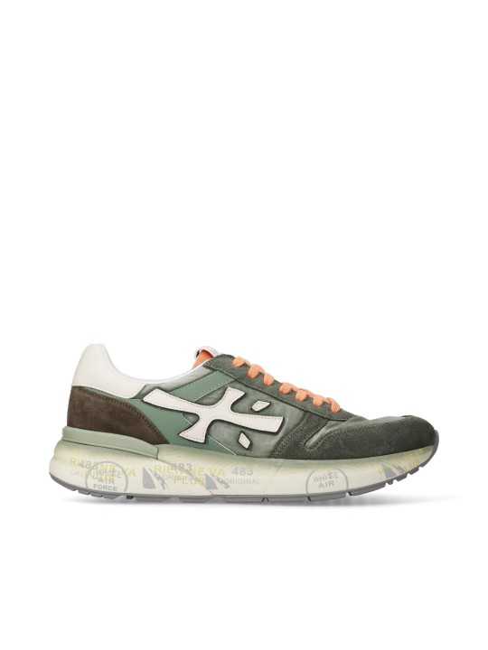 BASKETS MICK TOILE SUEDE KAKI DELAVE LOGO BLANC LACETS ORANGE 7244 boutique Strasbourg shoes one