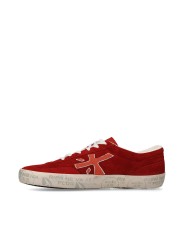 SNEAKERS CUIR SUEDE ROUGE LOGO ORANGE ROSE DAVID 8102 PREMIATA FEMME boutique Strasbourg shoes 56