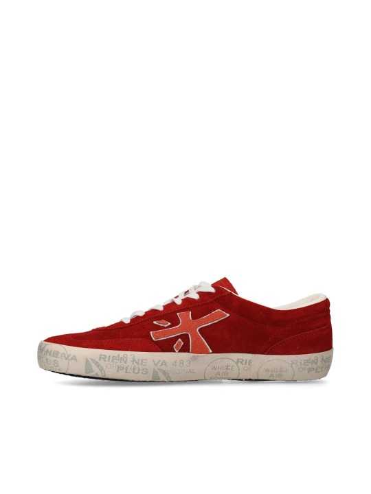 SNEAKERS CUIR SUEDE ROUGE LOGO ORANGE ROSE DAVID 8102 PREMIATA FEMME boutique Strasbourg shoes 56