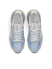 BASKETS MOERUND NYLON BLEU CIEL SUEDE CIEL LOGO ECRU 8082 PREMIATA FEMME boutique Strasbourg lacets