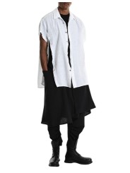 CHEMISETTE BOUTONS COTES LIN BLANC 3R M1236 LA HAINE INSIDE US HOMME shop online vue