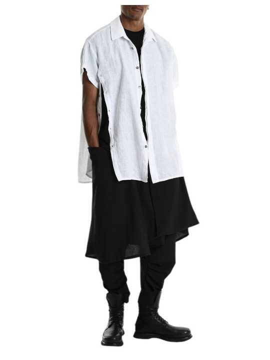 CHEMISETTE BOUTONS COTES LIN BLANC 3R M1236 LA HAINE INSIDE US HOMME shop online vue