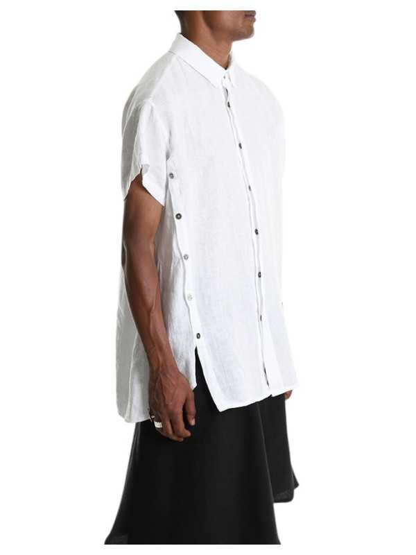 CHEMISETTE BOUTONS COTES LIN BLANC 3R M1236 LA HAINE INSIDE US HOMME shop online one