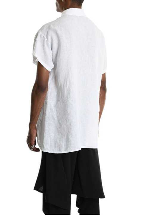 CHEMISETTE BOUTONS COTES LIN BLANC 3R M1236 LA HAINE INSIDE US HOMME shop online dos