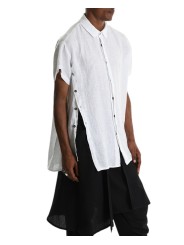 CHEMISETTE BOUTONS COTES LIN BLANC 3R M1236 LA HAINE INSIDE US HOMME shop online open