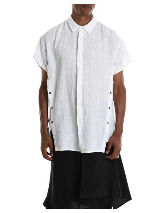 CHEMISETTE BOUTONS COTES LIN BLANC 3R M1236 LA HAINE INSIDE US HOMME shop online front