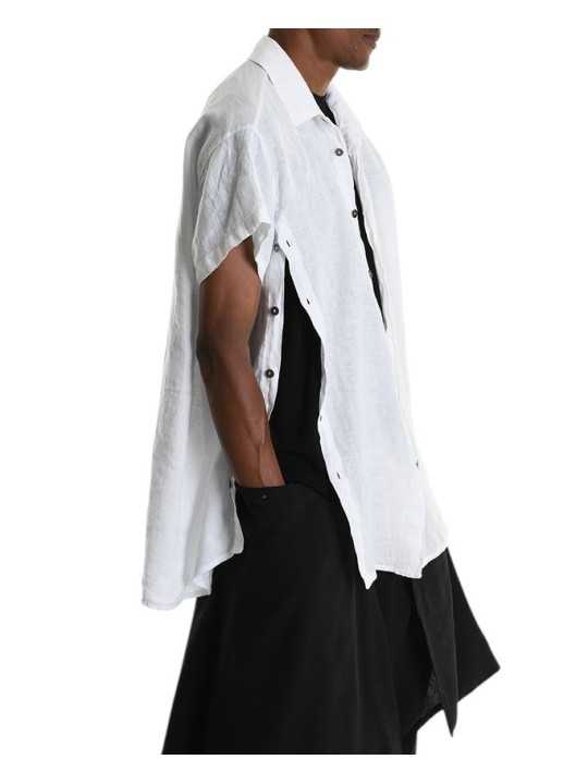 CHEMISETTE BOUTONS COTES LIN BLANC 3R M1236 LA HAINE INSIDE US HOMME shop online loose