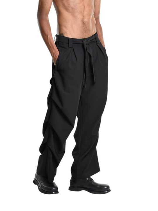 PANTALON OVER FLUID STRETCH GUTTERS NOIR 3R M1229 LA HAINE INSIDE US HOMME shop online vue1