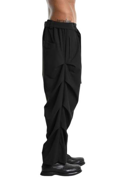 PANTALON OVER FLUID STRETCH GUTTERS NOIR 3R M1229 LA HAINE INSIDE US HOMME shop online profil