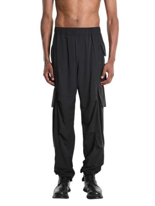 PANTALON MULTIPOCHES NYLON STRETCH NOIR 3Z M1213 LA HAINE INSIDE US HOMME shop online one