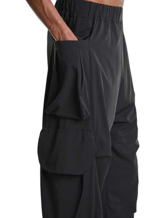 PANTALON MULTIPOCHES NYLON STRETCH NOIR 3Z M1213 LA HAINE INSIDE US HOMME shop online zoom poche