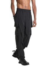 PANTALON MULTIPOCHES NYLON STRETCH NOIR 3Z M1213 LA HAINE INSIDE US HOMME shop online vue