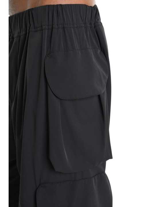 PANTALON MULTIPOCHES NYLON STRETCH NOIR 3Z M1213 LA HAINE INSIDE US HOMME shop online zoom poche