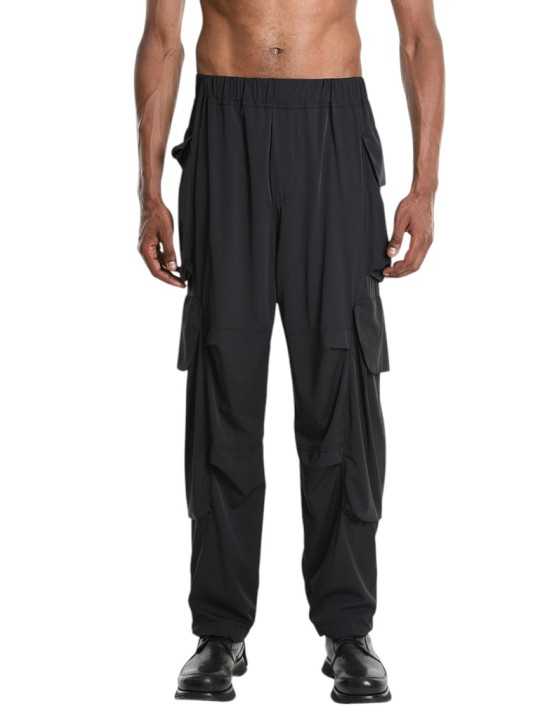 PANTALON MULTIPOCHES NYLON STRETCH NOIR 3Z M1213 LA HAINE INSIDE US HOMME shop online vue2