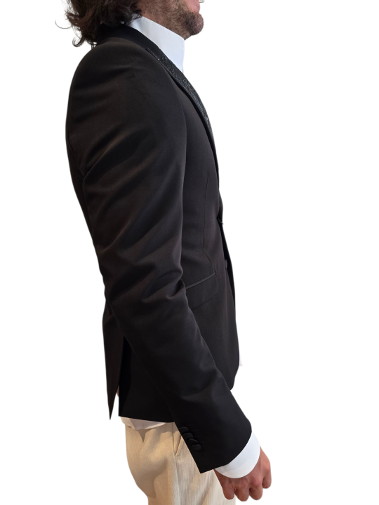 SMOKING NOIR COL SWARO FLEURS ALGUES U5001 BRZ9 A5196 80 UNGARO HOMME vêtement profil