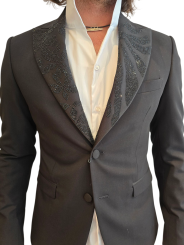 SMOKING NOIR COL SWARO FLEURS ALGUES U5001 BRZ9 A5196 80 UNGARO HOMME vêtement one