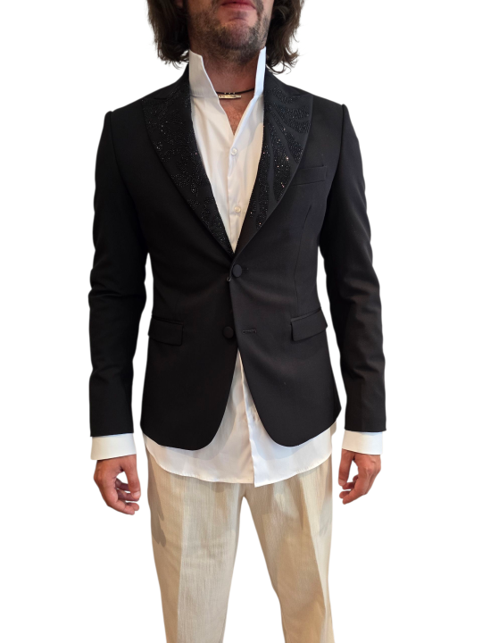 SMOKING NOIR COL SWARO FLEURS ALGUES U5001 BRZ9 A5196 80 UNGARO HOMME vêtement