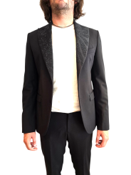 SMOKING NOIR COL SWARO FLEURS ALGUES U5001 BRZ9 A5196 80 UNGARO HOMME vêtement vue2