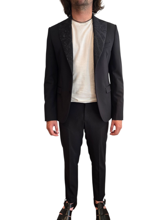 SMOKING NOIR COL SWARO FLEURS ALGUES U5001 BRZ9 A5196 80 UNGARO HOMME vêtement vue3