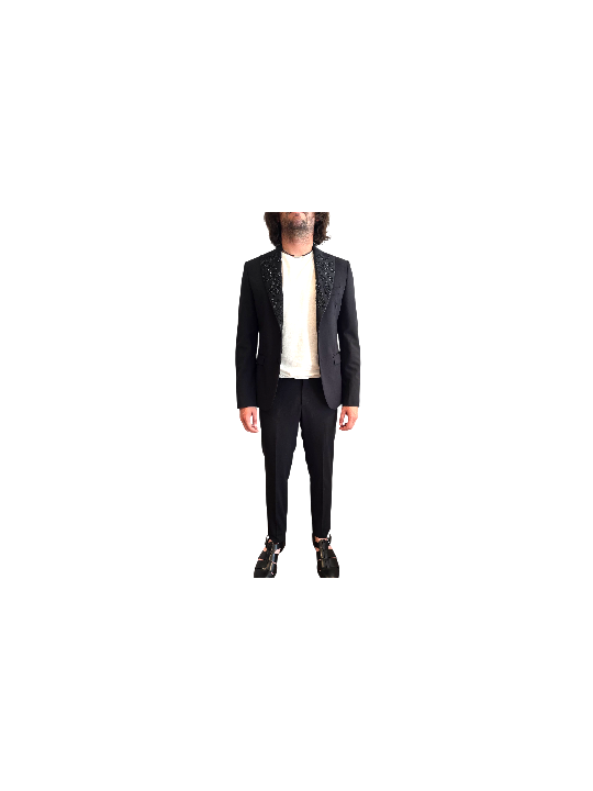 SMOKING NOIR COL SWARO FLEURS ALGUES U5001 BRZ9 A5196 80 UNGARO HOMME vêtement one vue