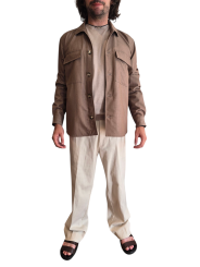 VESTE CHEMISE WORKER VISCOSE POLY STRETCH CAMEL U2080 A5566 18 UNGARO HOMME vêtement vue