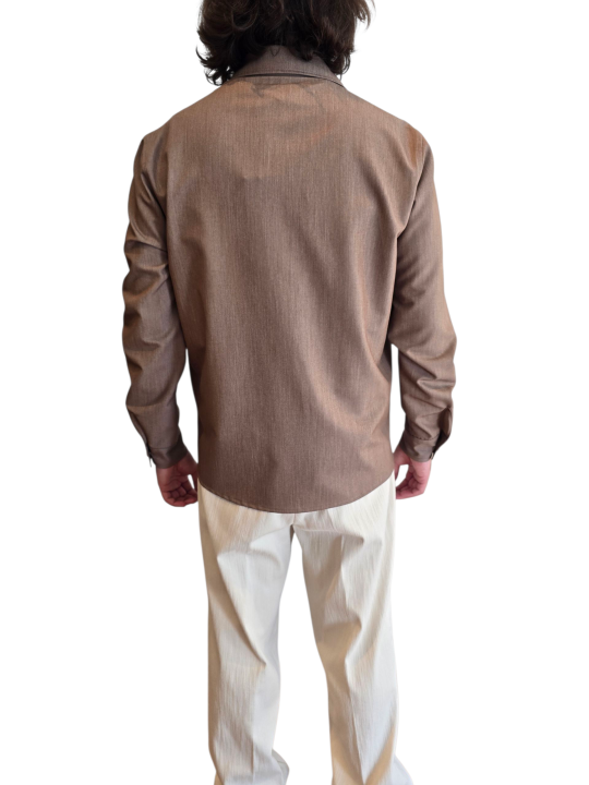 VESTE CHEMISE WORKER VISCOSE POLY STRETCH CAMEL U2080 A5566 18 UNGARO HOMME vêtement vue dos