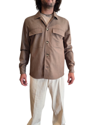 VESTE CHEMISE WORKER VISCOSE POLY STRETCH CAMEL U2080 A5566 18 UNGARO HOMME vêtement fermée