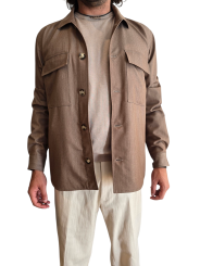 VESTE CHEMISE WORKER VISCOSE POLY STRETCH CAMEL U2080 A5566 18 UNGARO HOMME vêtement open
