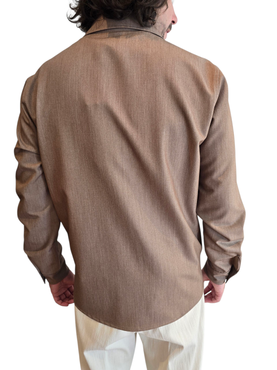 VESTE CHEMISE WORKER VISCOSE POLY STRETCH CAMEL U2080 A5566 18 UNGARO HOMME vêtement dos zoom