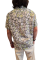 CHEMISETTE PRINT ROSES OLIVIER VERTE DE GRIS BLANC COTON LIN U4005 C5612 71 UNGARO homme vêtement dos