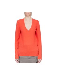 PULL V CORAIL CACHEMIRE V NECK PULL RICK OWENS FEMME RP01F 6623 WS 83 DESIGNER AVANT-GARDE CREATEUR STRASBOURG one