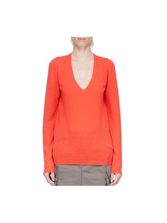 PULL V CORAIL CACHEMIRE V NECK PULL RICK OWENS FEMME RP01F 6623 WS 83 DESIGNER AVANT-GARDE CREATEUR STRASBOURG one