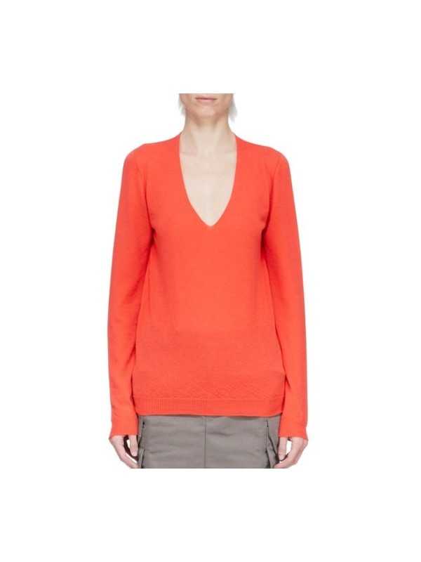 PULL V CORAIL CACHEMIRE V NECK PULL RICK OWENS FEMME RP01F 6623 WS 83 DESIGNER AVANT-GARDE CREATEUR STRASBOURG one