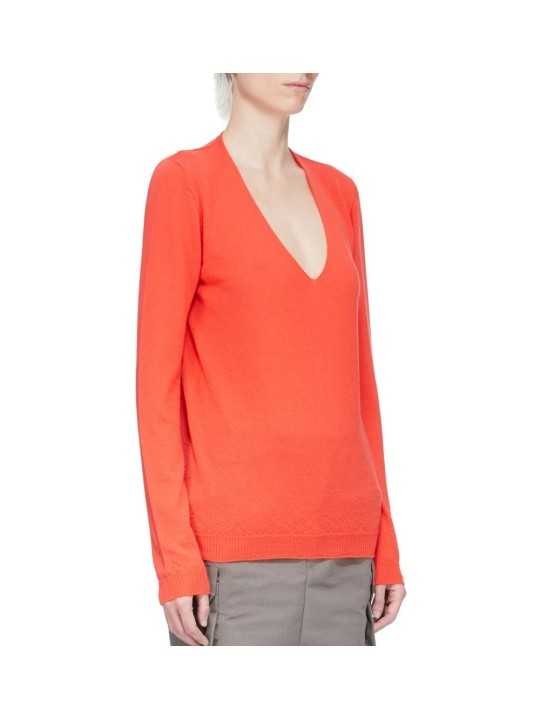 PULL V CORAIL CACHEMIRE V NECK PULL RICK OWENS FEMME RP01F 6623 WS 83 DESIGNER AVANT-GARDE CREATEUR STRASBOURG profil
