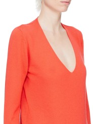 PULL V CORAIL CACHEMIRE V NECK PULL RICK OWENS FEMME RP01F 6623 WS 83 DESIGNER AVANT-GARDE CREATEUR STRASBOURG décoleté