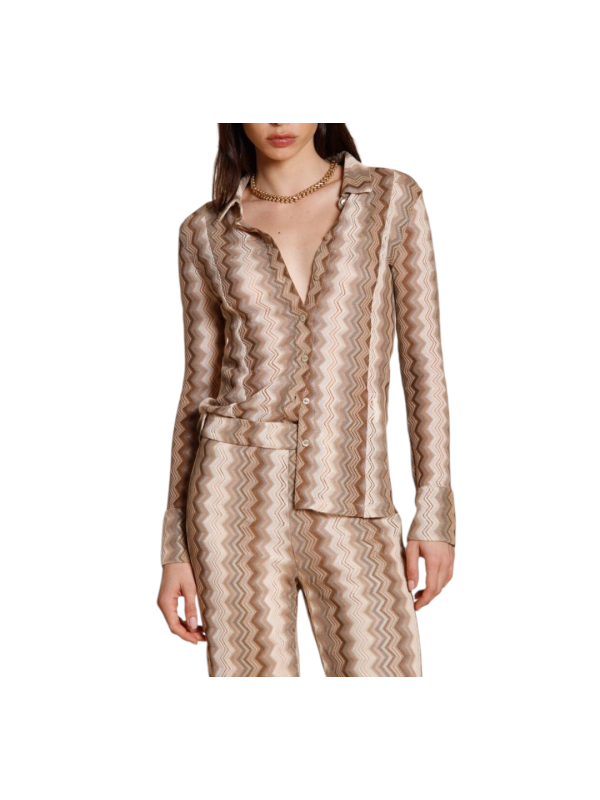 CHEMISE ELAISA JERSEY GRAPHIC MISSONI ROSE CHOCO MT681 057 MASONS FEMME VËTEMENT Strasbourg boutique one