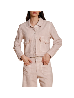 BLOUSON ODETTE COTON STRETCH POCHES PLAQUEES FRANGES ROSE CBE074 154 MASONS FEMME fashion mode strasbourg face