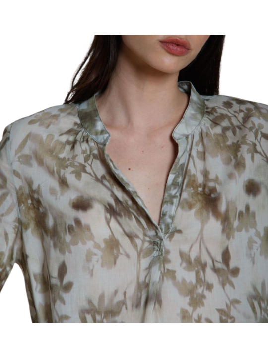 CHEMISE VOILE FEUILLAGE BLANC VERT ADELE CB102S4 020 MASONS FEMME Fashion Mode Boutique Strasbourg zoom