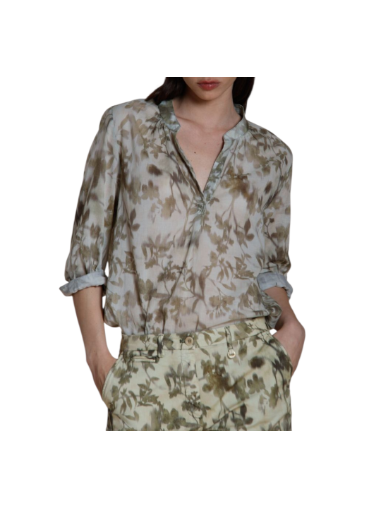 CHEMISE VOILE FEUILLAGE BLANC VERT ADELE CB102S4 020 MASONS FEMME Fashion Mode Boutique Strasbourg face