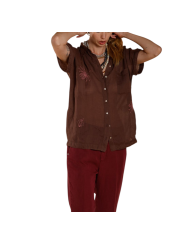 Chemisette livia choco fleurs brodées rose lin RB300 107 Mason's Femme fashion Strasbourg vue