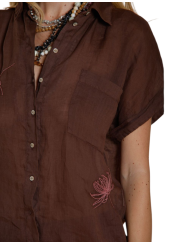 Chemisette livia choco fleurs brodées rose lin RB300 107 Mason's Femme fashion Strasbourg zoom