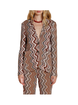 VESTE MAILLE LUREX VAGUES CHOCO ECRU HELENA MT680 058 MASONS FEMME Strasbourg face