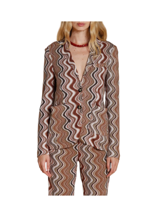 VESTE MAILLE LUREX VAGUES CHOCO ECRU HELENA MT680 058 MASONS FEMME Strasbourg face