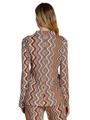 VESTE MAILLE LUREX VAGUES CHOCO ECRU HELENA MT680 058 MASONS FEMME Strasbourg dos