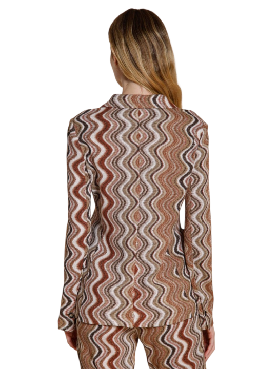 VESTE MAILLE LUREX VAGUES CHOCO ECRU HELENA MT680 058 MASONS FEMME Strasbourg dos