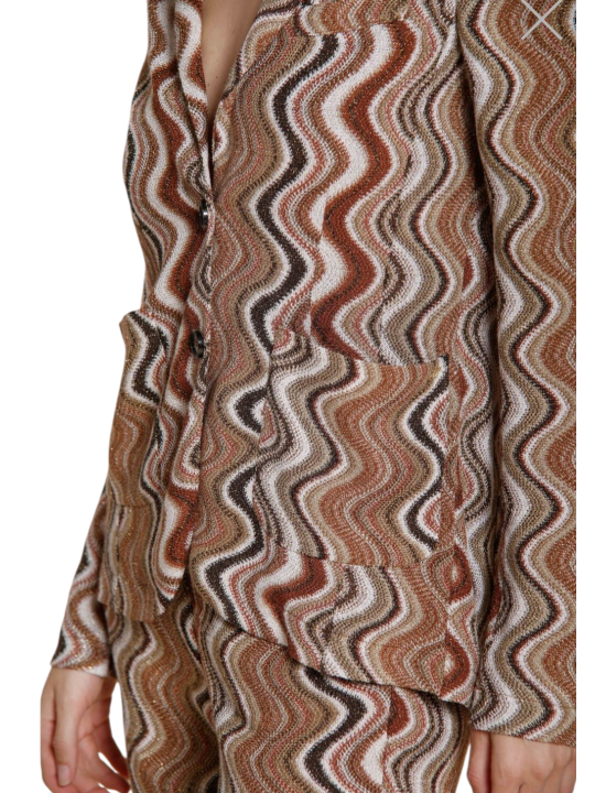 VESTE MAILLE LUREX VAGUES CHOCO ECRU HELENA MT680 058 MASONS FEMME Strasbourg zoom