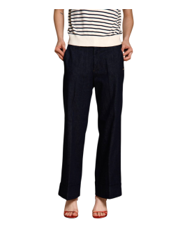 PANTALON DENIM BRUT LIGHT LARGE REVERS NEWYORK STUDIO CROP DTE049 006 MASONS FEMME Strasbourg face