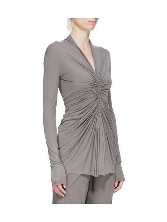 MAILLE AVANT PLISSEE SOLEIL DUST JERSEY TOP RADIANCE RICK OWENS FEMME RP01F 6201 JS 34 FASHION MODE DESIGNER STRASBOURG profil