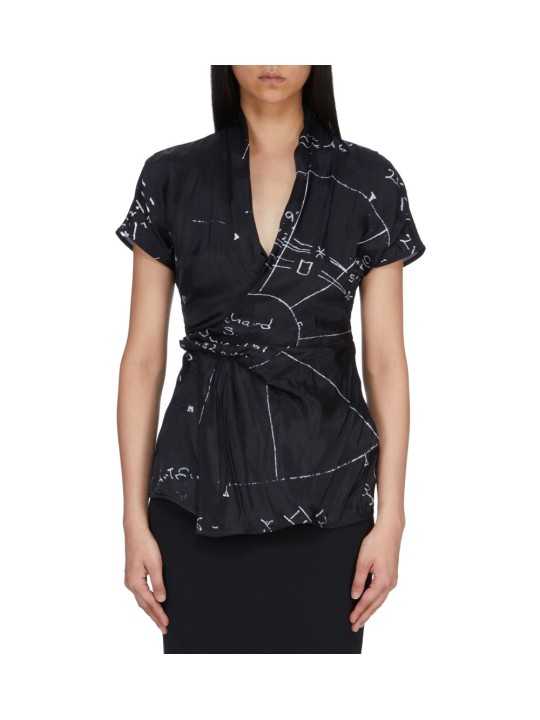 TUNIQUE WRAP NOIR ZODIAC BLANC JAPONETTE WRAP SS TOP RICK OWENS TEMPLE FEMME RP01F 6233 KP1 09111 face STRASBOURG